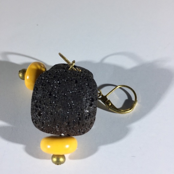 STRONG Lava Rock & Magnesite Stone Dangle Earrings - Picture 4 of 8